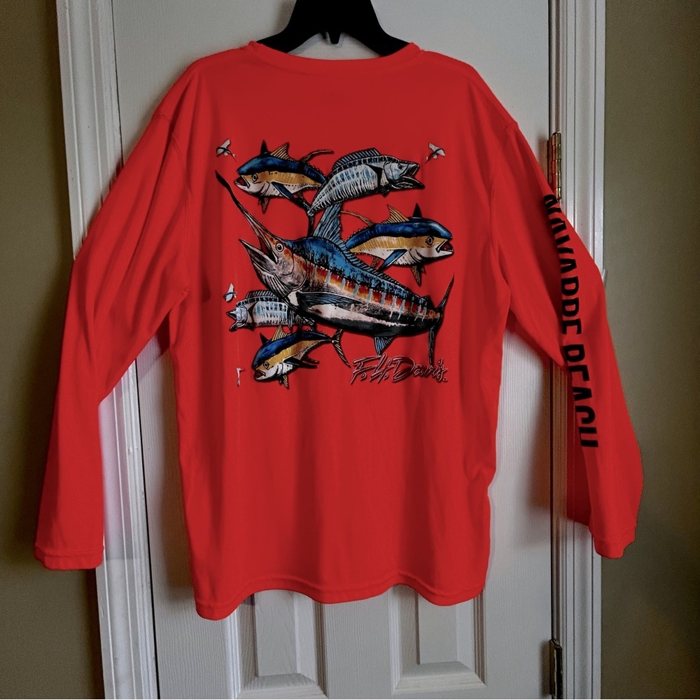 Orange Long Sleeve Shirt Navarre Fishing Shirt Size XL - Picture 6 of 6